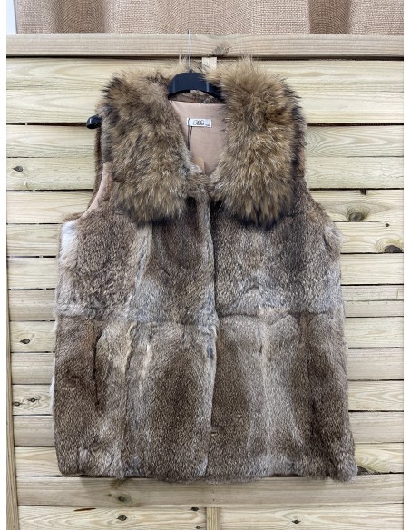 Chaleco de pelo natural con cuello midi