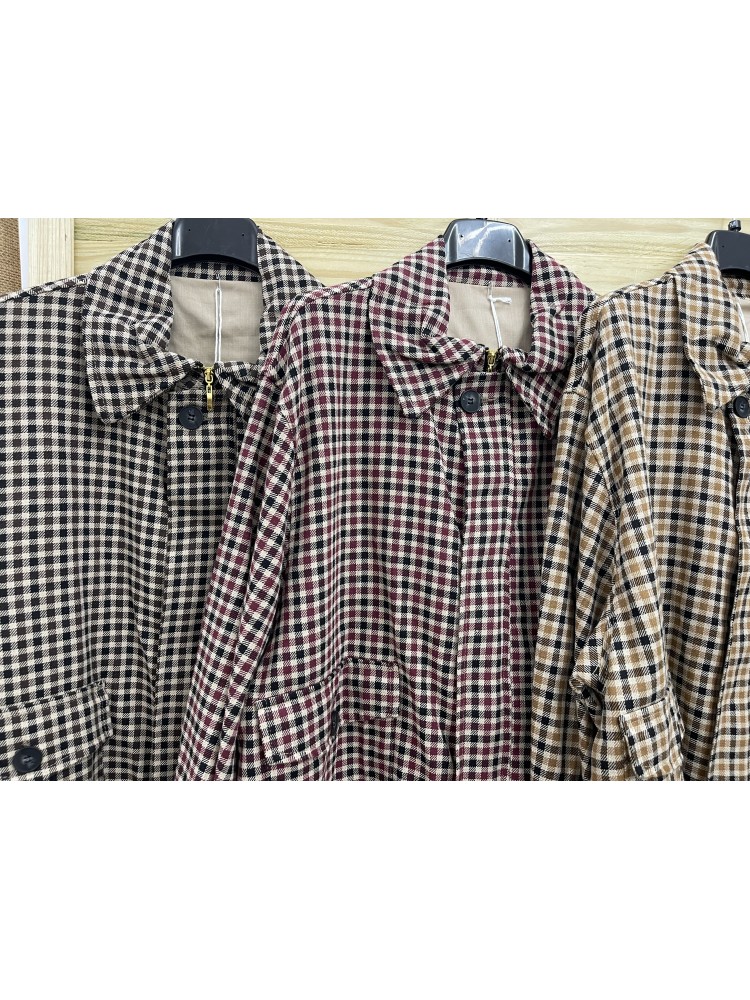 Chaqueta vichy tricolor con cremallera