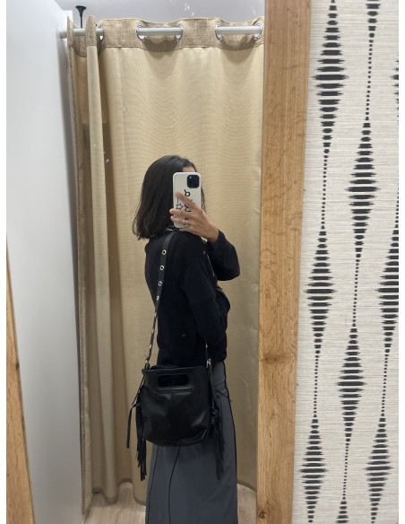 Bolso piel con asa de arandelas