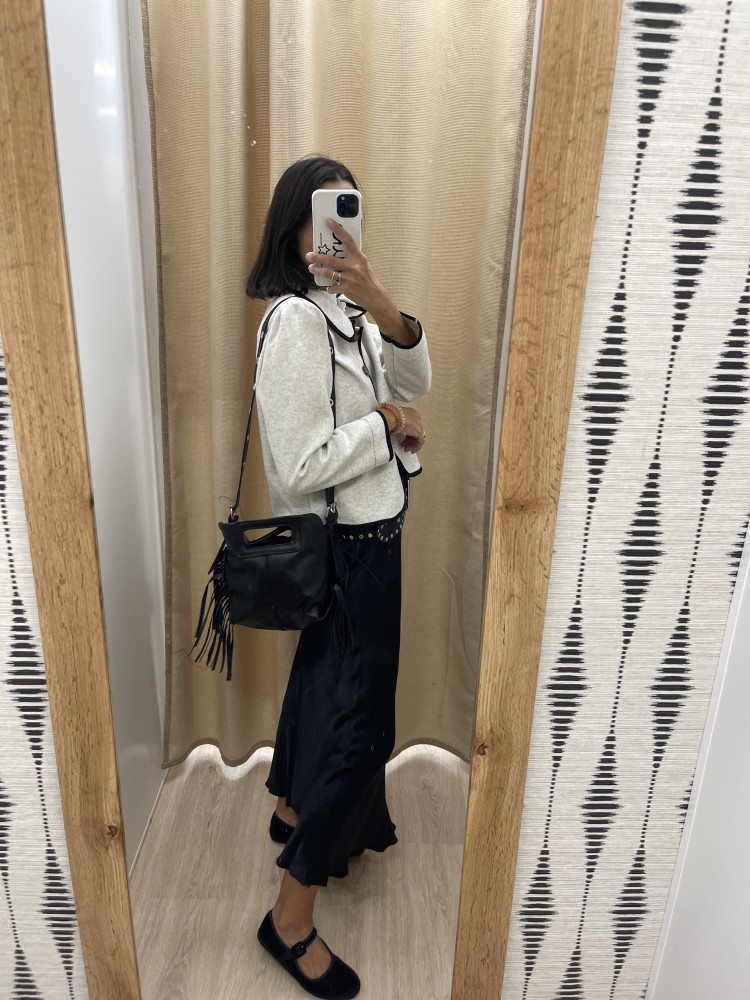 Bolso piel con asa de arandelas