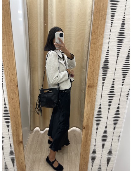 Bolso piel con asa de arandelas