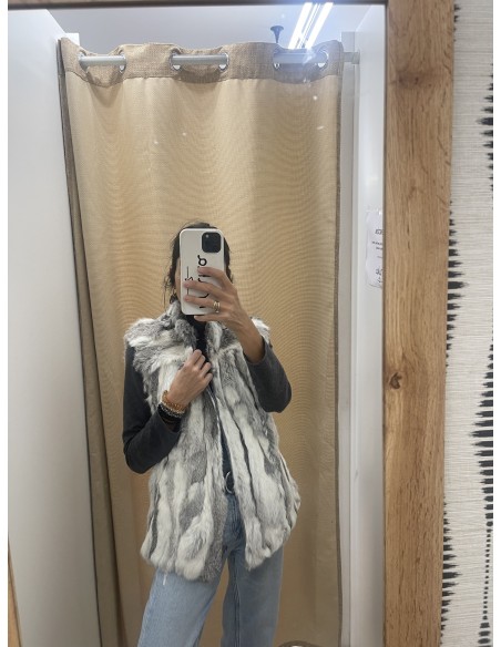 Chaleco de pelo natural con cremallera