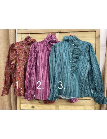 Camisa estampada volante vertical