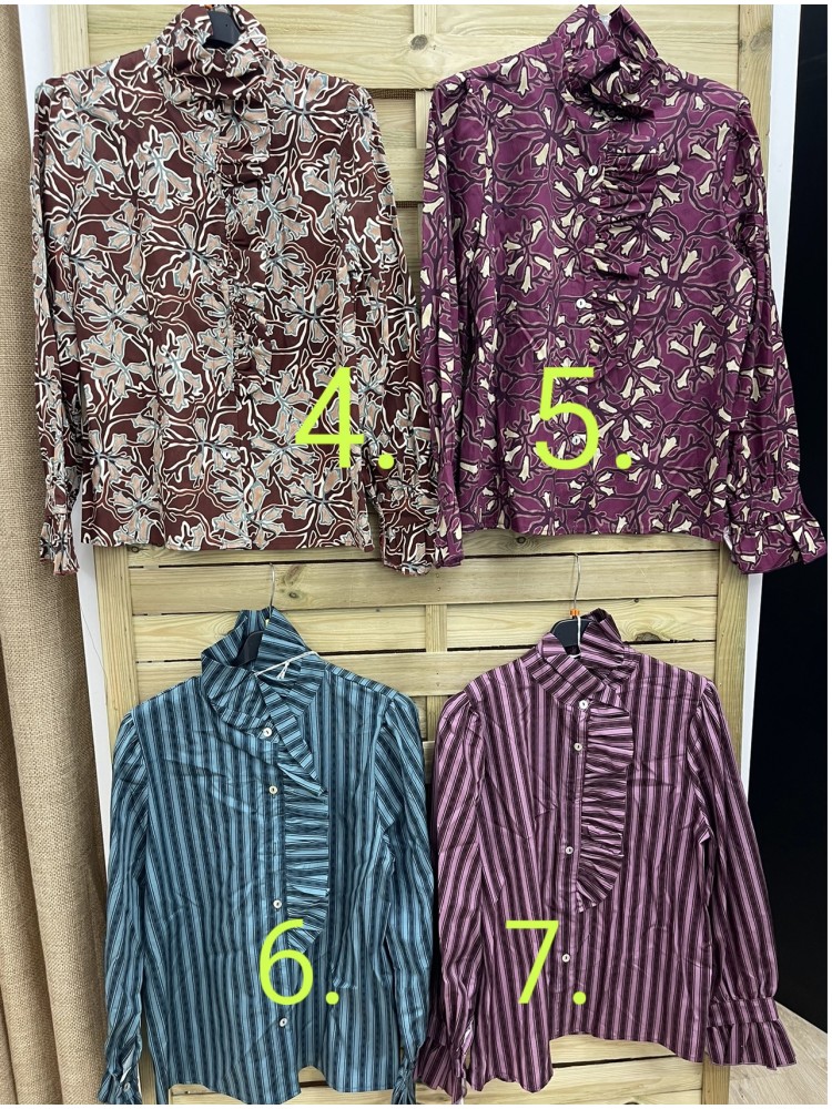 Camisa estampada volante vertical