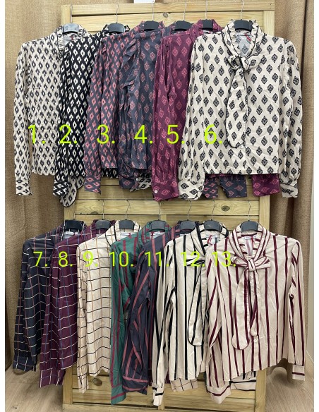 Camisa lazada en cuello con vivo