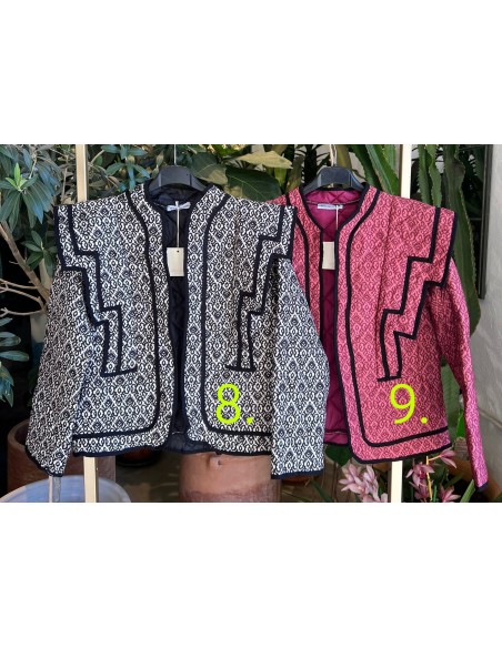 Chaqueta estampada doble vivo negro