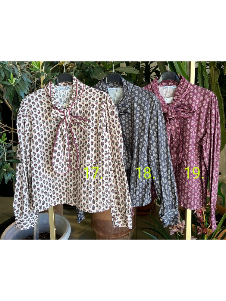 Camisa lazada en cuello con vivo