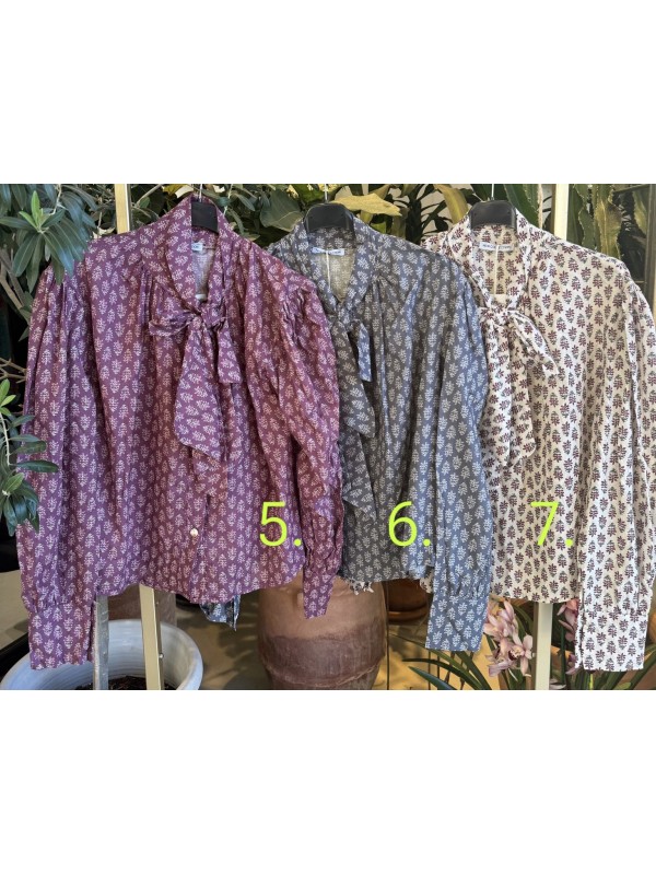 Camisa fina estampada lazada en cuello 2