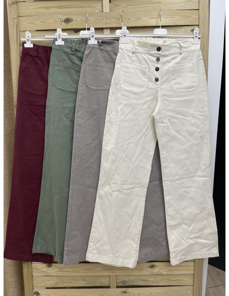 Pantalon recto botones con cinturilla elástica