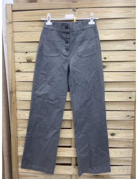Pantalon recto botones con cinturilla elástica