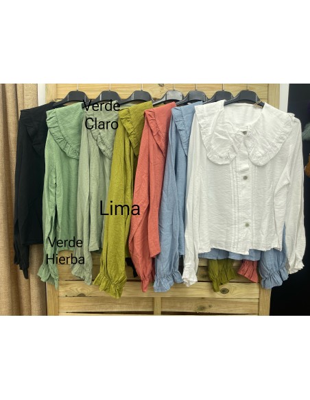 Camisa cuello bobo con volantito