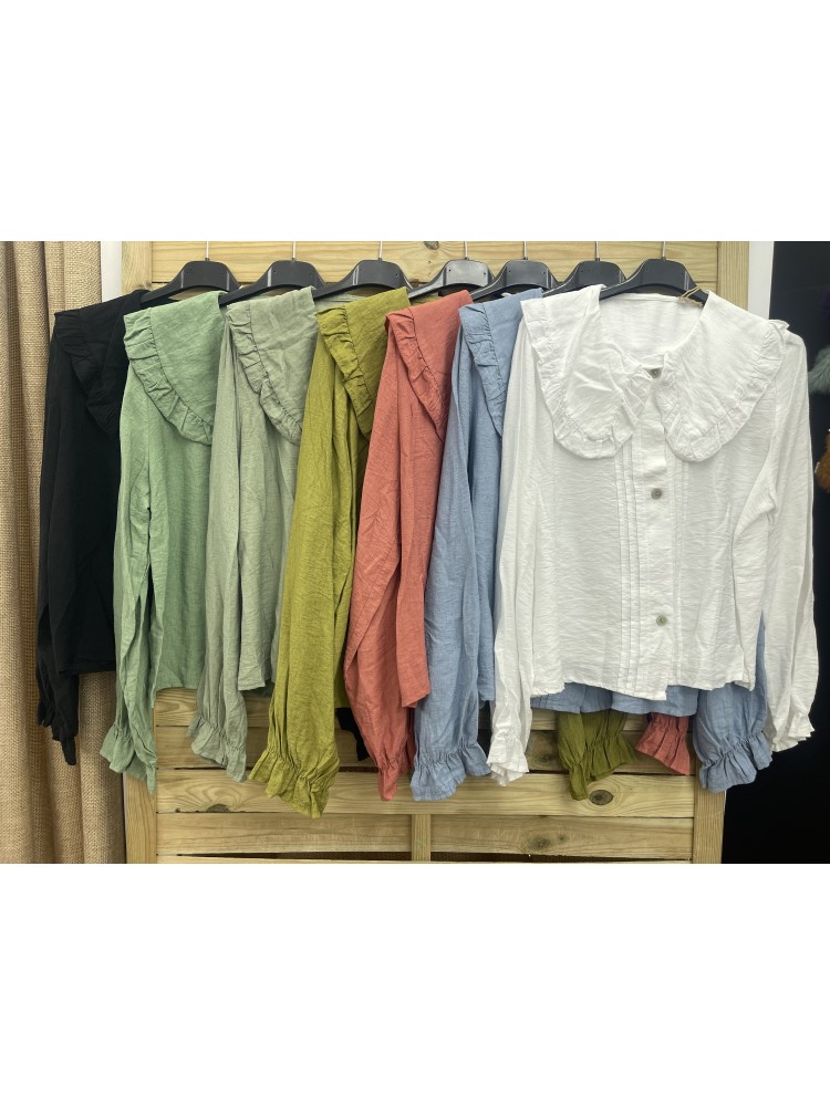 Camisa cuello bobo con volantito