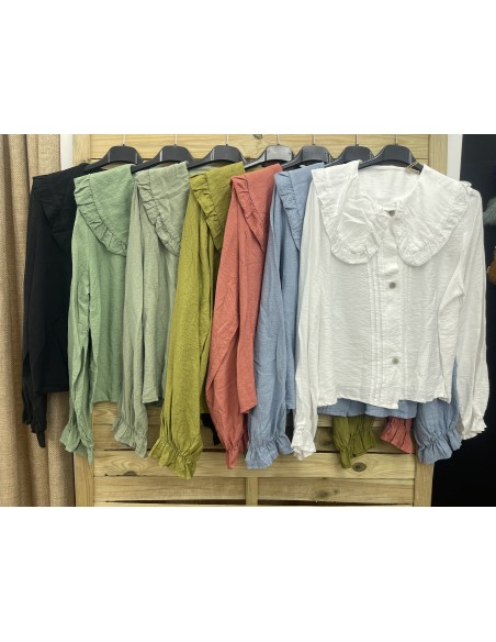 Camisa cuello bobo con volantito