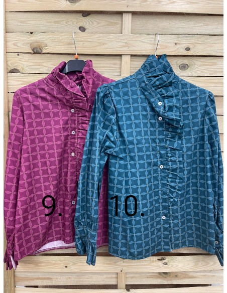 Camisa estampada volante vertical