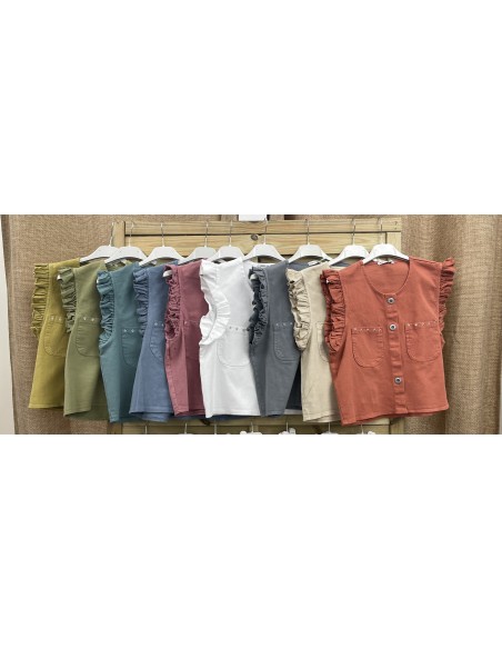 Chaleco estrellitas plata bordadas en bolsillos