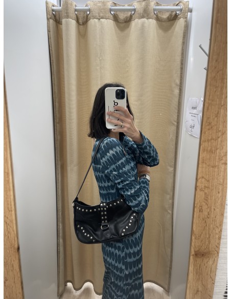 Vestido ondas brillito con abertura en escote