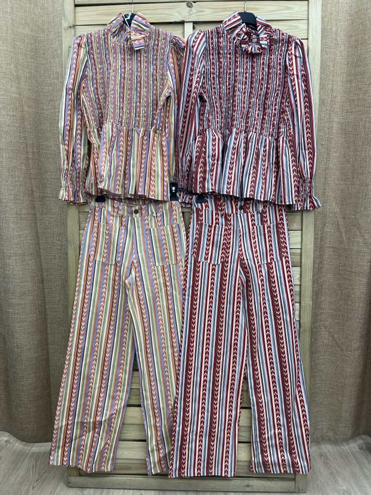 Camisa espigas verticales pecho fruncido