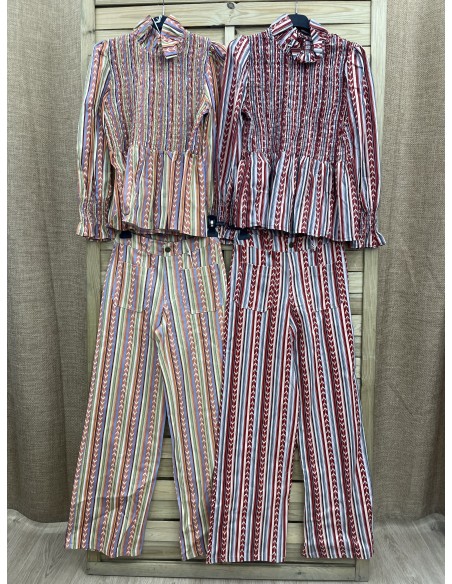 Camisa espigas verticales pecho fruncido