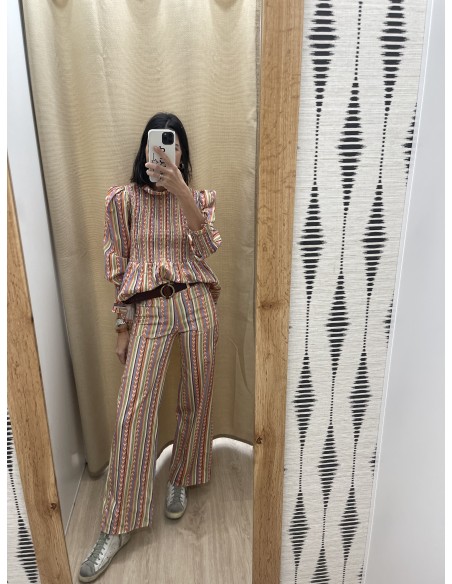 Camisa espigas verticales pecho fruncido