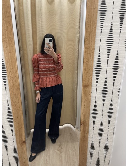 Camisa fruncida rombos de hilo