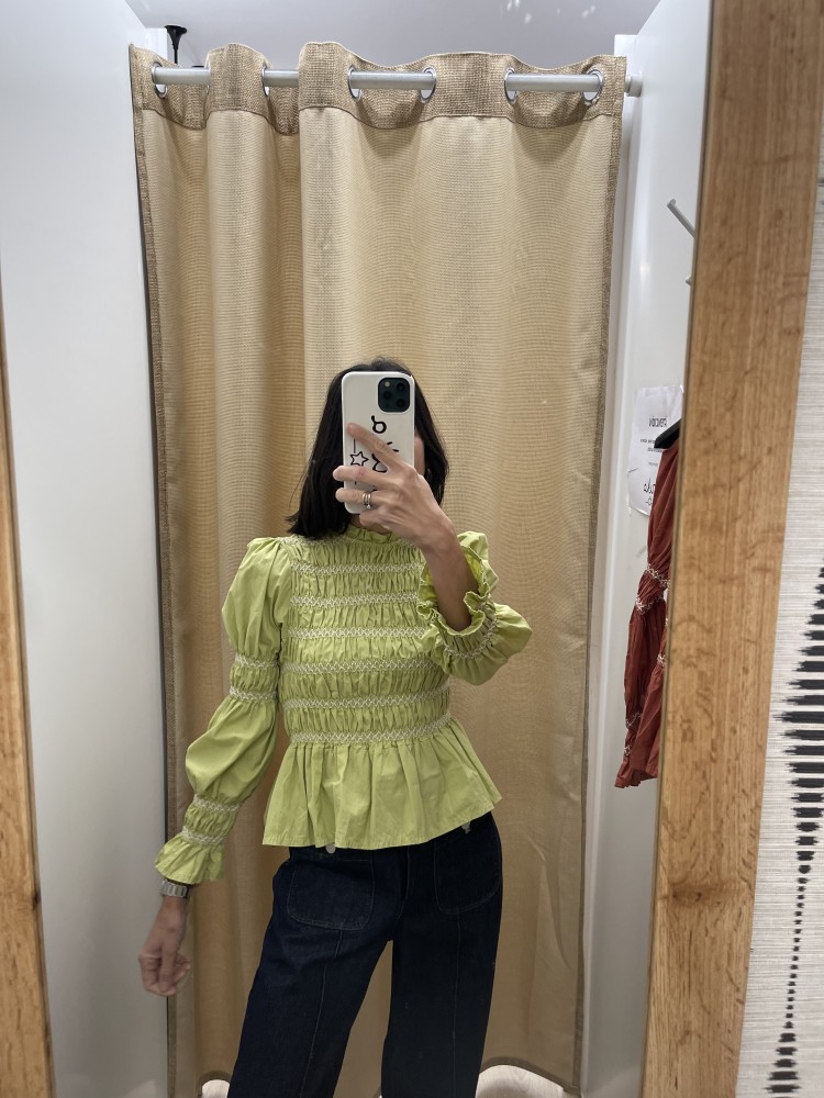 Camisa fruncida rombos de hilo