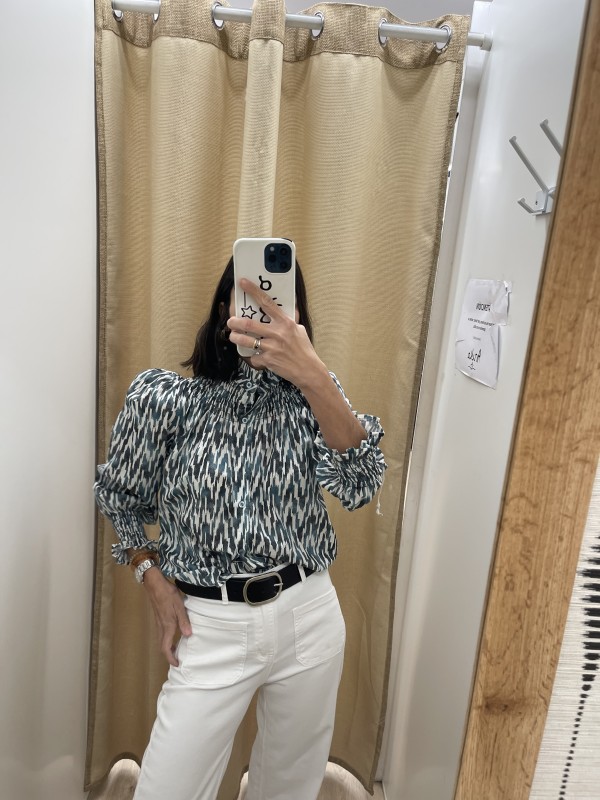 Camisa zig zag degradado cuello frunce 2