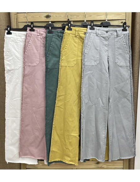 Jeans bolsillo parche con desflecado lateral