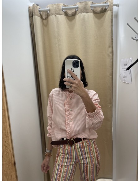 Camisa rayitas con volantito y vivo liso