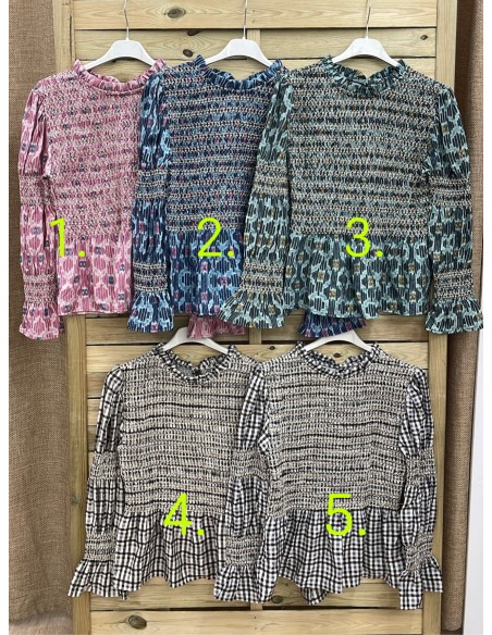 Camisa fruncida hilitos Marsella