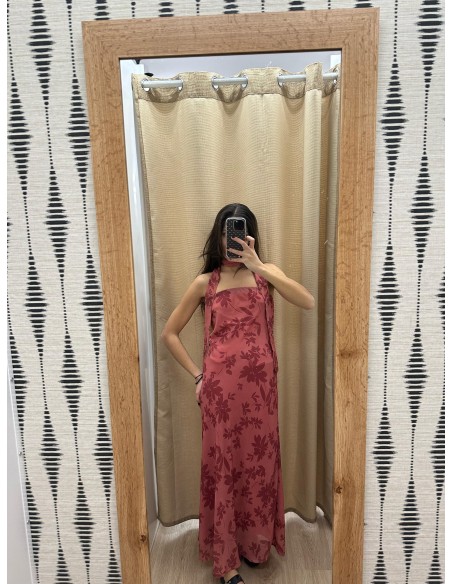 Vestido de gasa estampado con mangas y lazo