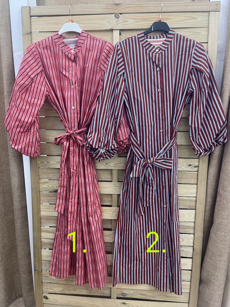 Vestido camisero de rayas con cinturon