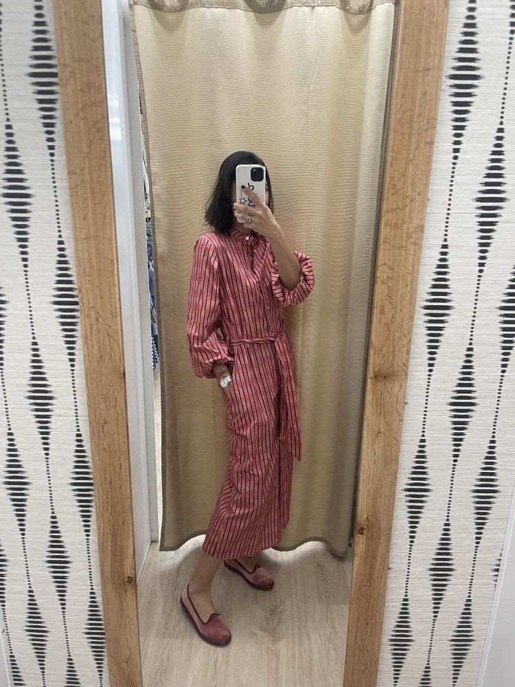 Vestido camisero de rayas con cinturon