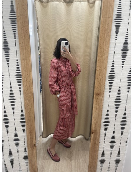 Vestido camisero de rayas con cinturon