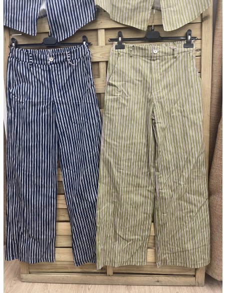 Pantalón rayitas verticales tricolor Luján