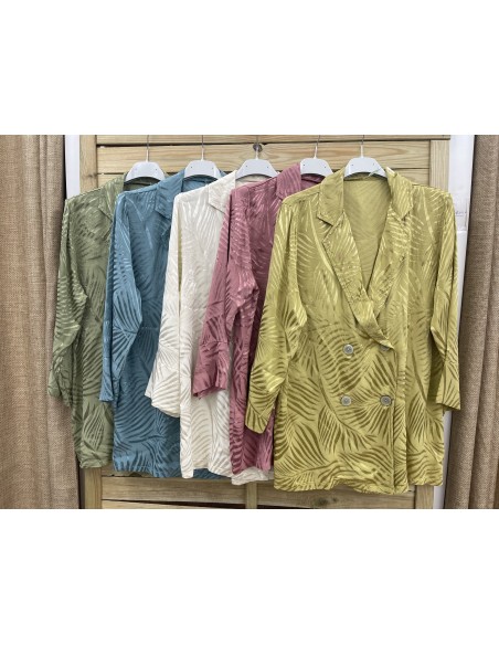 Traje de chaqueta de saten efecto palmera