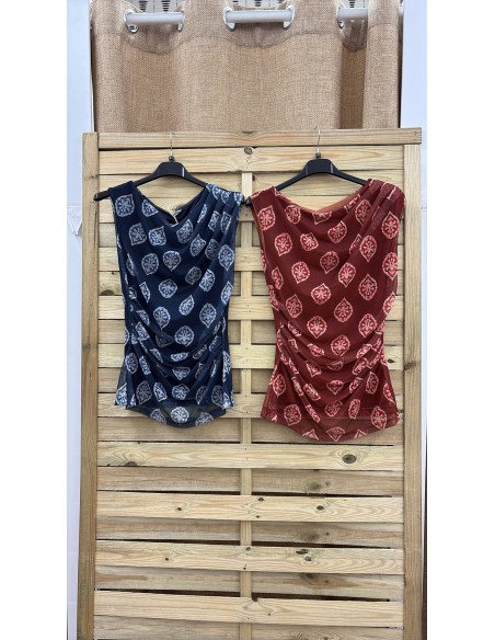 Top tul drapeado de flores