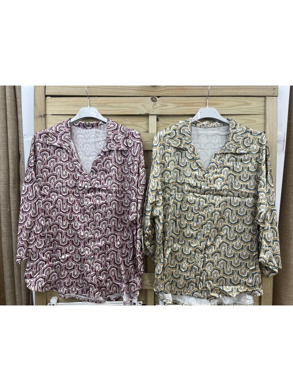 Camisa satén estampado laberinto 2