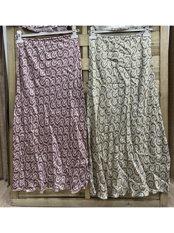 Falda satén estampado laberinto 2