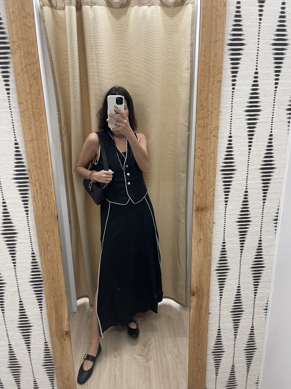 Conjunto de chaleco y falda vivos 2