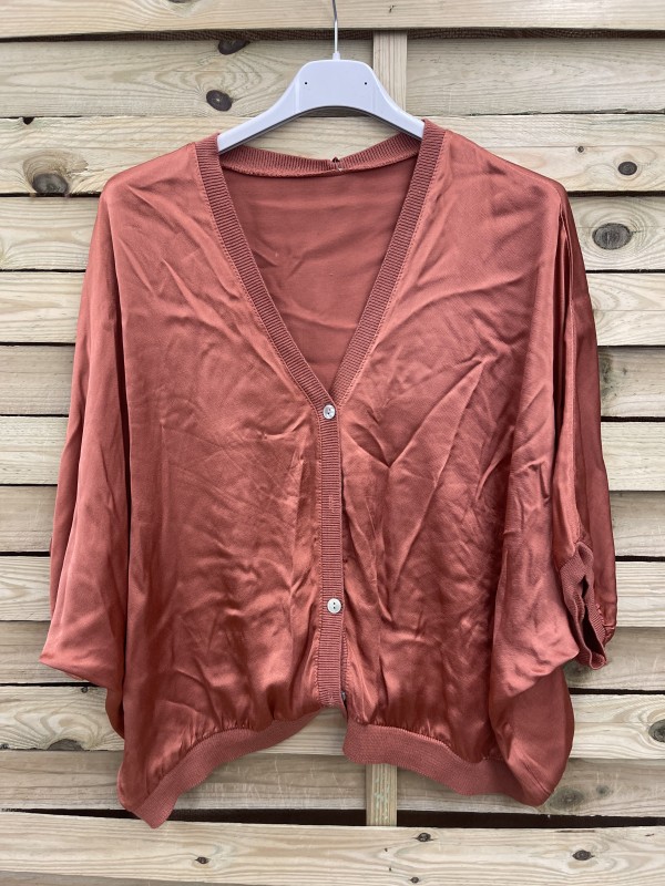 Bomber lisa con botones y bordes de punto 2