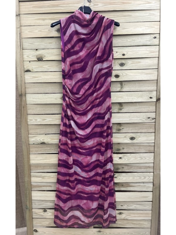 Vestido largo tul de sisa rayas difuminadas