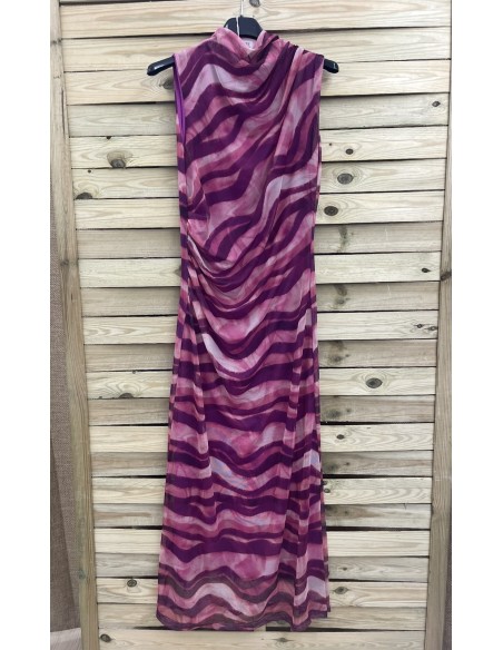 Vestido largo tul de sisa rayas difuminadas