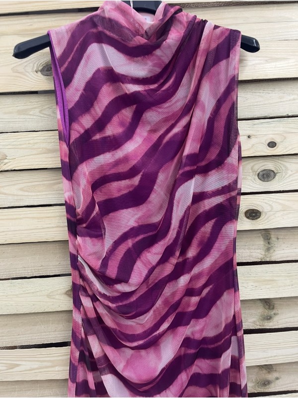 Vestido largo tul de sisa rayas difuminadas 2