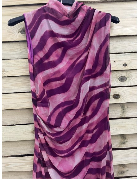 Vestido largo tul de sisa rayas difuminadas