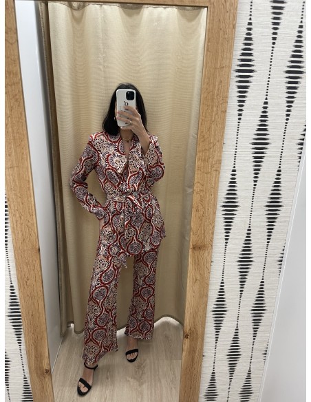 Traje de chaqueta lazada estampado