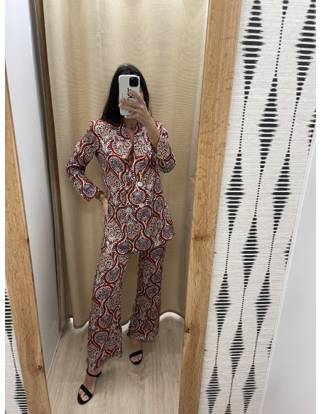 Traje de chaqueta lazada estampado