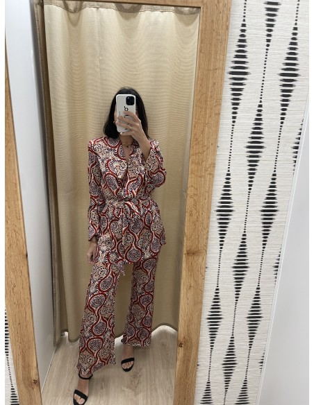 Traje de chaqueta lazada estampado