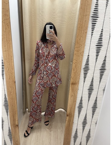 Traje de chaqueta lazada estampado