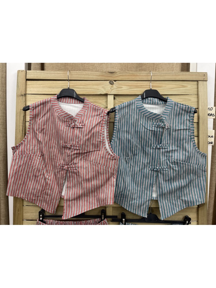 Chaleco rayitas tricolor Luján