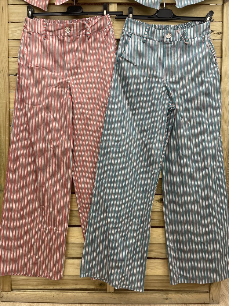 Pantalón rayitas verticales tricolor Luján